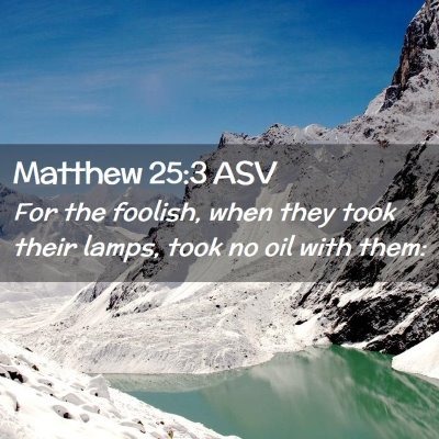 Picture 02 - Matthew 25:3 ASV - For the foolish, when they took their lamps, took - Bible Verse Picture