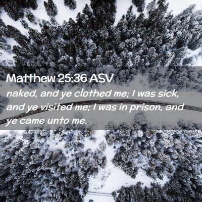 Picture 02 - Matthew 25:36 ASV - naked, and ye clothed me; I was sick, and ye - Bible Verse Picture