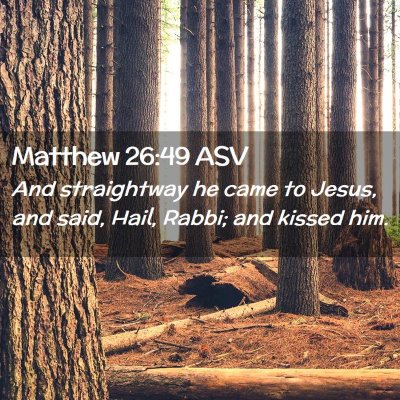 Picture 02 - Matthew 26:49 ASV - And straightway he came to Jesus, and said, Hail, - Bible Verse Picture