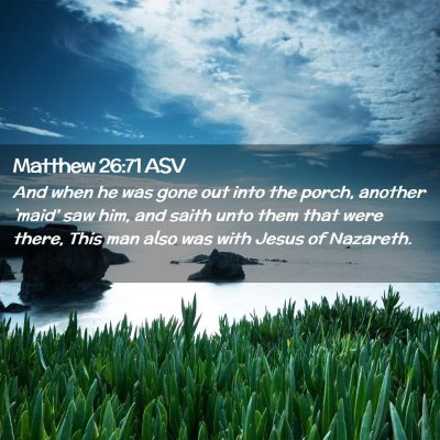 Picture 02 - Matthew 26:71 ASV - And when he was gone out into the porch, another - Bible Verse Picture