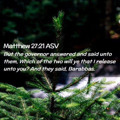 Picture 02 - Matthew 27:21 ASV - But the governor answered and said unto them, - Bible Verse Picture
