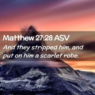 Picture 02 - Matthew 27:28 ASV - And they stripped him, and put on him a scarlet - Bible Verse Picture