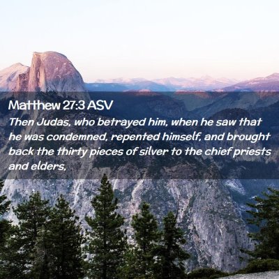 Picture 02 - Matthew 27:3 ASV - Then Judas, who betrayed him, when he saw that he - Bible Verse Picture