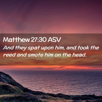 Picture 02 - Matthew 27:30 ASV - And they spat upon him, and took the reed and - Bible Verse Picture