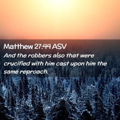 Picture 02 - Matthew 27:44 ASV - And the robbers also that were crucified with him - Bible Verse Picture