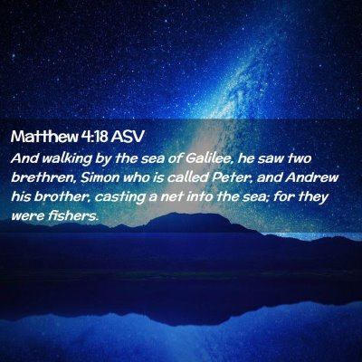 Picture 02 - Matthew 4:18 ASV - And walking by the sea of Galilee, he saw two - Bible Verse Picture