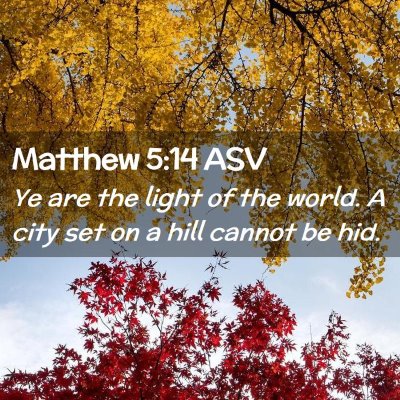 Picture 02 - Matthew 5:14 ASV - Ye are the light of the world. A city set on a - Bible Verse Picture