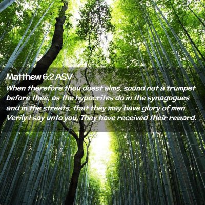 Picture 02 - Matthew 6:2 ASV - When therefore thou doest alms, sound not a - Bible Verse Picture