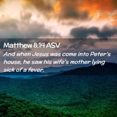 Picture 02 - Matthew 8:14 ASV - And when Jesus was come into Peter's house, he - Bible Verse Picture