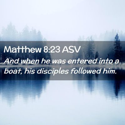 Picture 02 - Matthew 8:23 ASV - And when he was entered into a boat, his - Bible Verse Picture