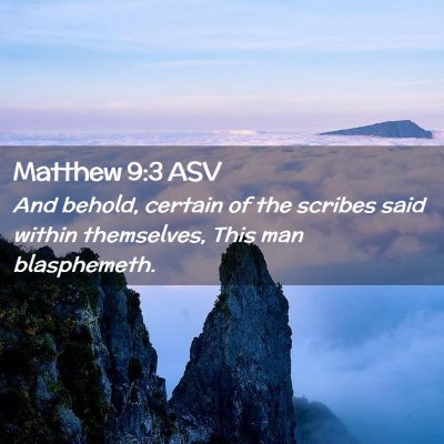 Picture 02 - Matthew 9:3 ASV - And behold, certain of the scribes said within - Bible Verse Picture