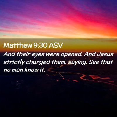 Picture 02 - Matthew 9:30 ASV - And their eyes were opened. And Jesus strictly - Bible Verse Picture