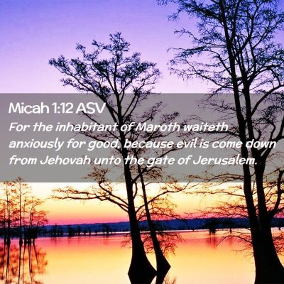 Picture 02 - Micah 1:12 ASV - For the inhabitant of Maroth waiteth anxiously - Bible Verse Picture