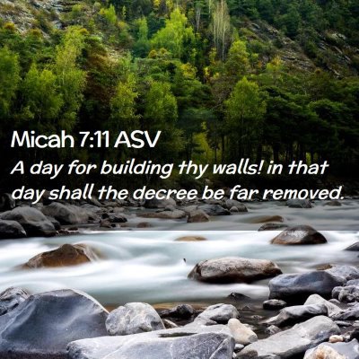 Picture 02 - Micah 7:11 ASV - A day for building thy walls! in that day shall - Bible Verse Picture