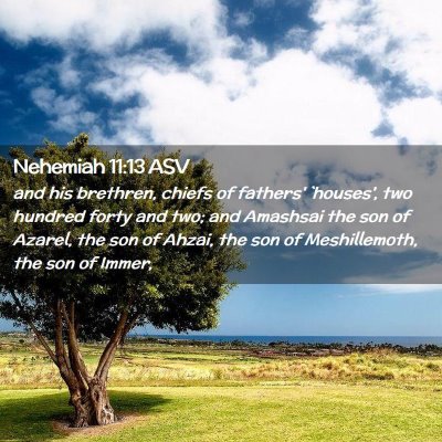 Picture 02 - Nehemiah 11:13 ASV - and his brethren, chiefs of fathers' `houses', - Bible Verse Picture