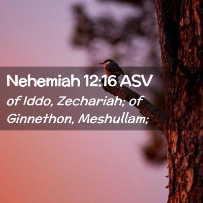 Picture 02 - Nehemiah 12:16 ASV - of Iddo, Zechariah; of Ginnethon, - Bible Verse Picture