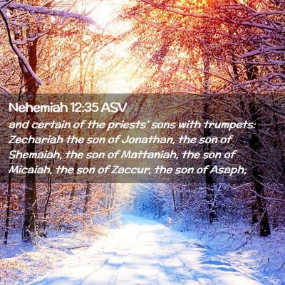 Picture 02 - Nehemiah 12:35 ASV - and certain of the priests' sons with trumpets: - Bible Verse Picture