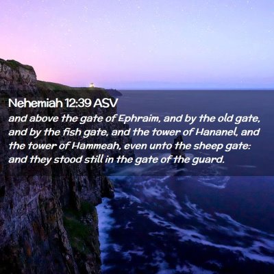 Picture 02 - Nehemiah 12:39 ASV - and above the gate of Ephraim, and by the old - Bible Verse Picture