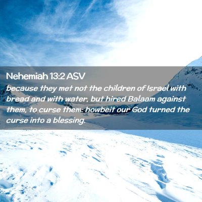 Picture 02 - Nehemiah 13:2 ASV - because they met not the children of Israel with - Bible Verse Picture