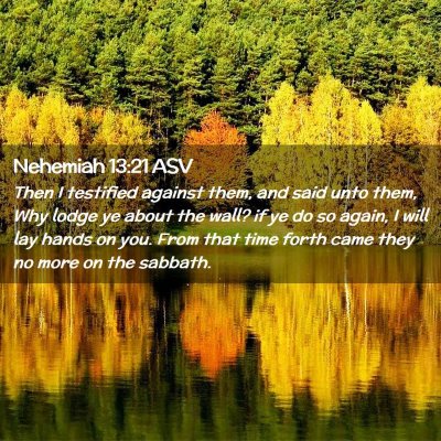 Picture 02 - Nehemiah 13:21 ASV - Then I testified against them, and said unto - Bible Verse Picture