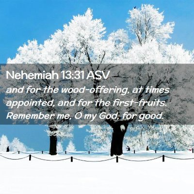 Picture 02 - Nehemiah 13:31 ASV - and for the wood-offering, at times appointed, - Bible Verse Picture