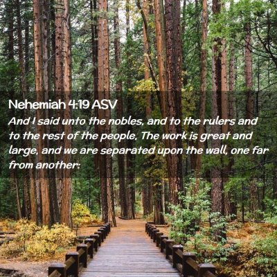 Picture 02 - Nehemiah 4:19 ASV - And I said unto the nobles, and to the rulers and - Bible Verse Picture