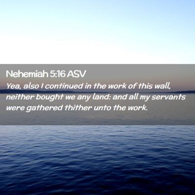 Picture 02 - Nehemiah 5:16 ASV - Yea, also I continued in the work of this wall, - Bible Verse Picture