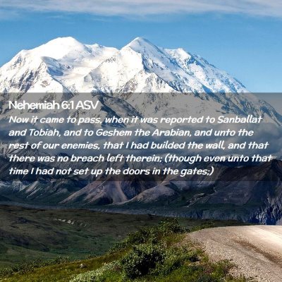 Picture 02 - Nehemiah 6:1 ASV - Now it came to pass, when it was reported to - Bible Verse Picture