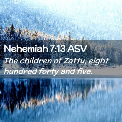 Picture 02 - Nehemiah 7:13 ASV - The children of Zattu, eight hundred forty and - Bible Verse Picture