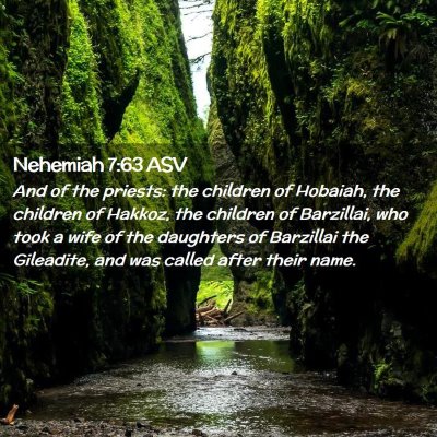 Picture 02 - Nehemiah 7:63 ASV - And of the priests: the children of Hobaiah, the - Bible Verse Picture