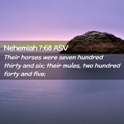 Picture 02 - Nehemiah 7:68 ASV - Their horses were seven hundred thirty and six; - Bible Verse Picture