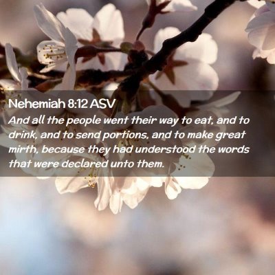 Picture 02 - Nehemiah 8:12 ASV - And all the people went their way to eat, and to - Bible Verse Picture