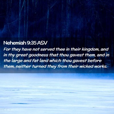 Picture 02 - Nehemiah 9:35 ASV - For they have not served thee in their kingdom, - Bible Verse Picture