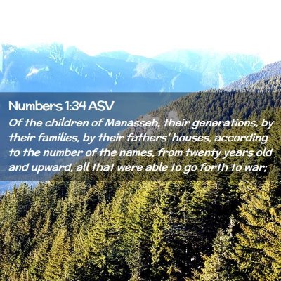 Picture 02 - Numbers 1:34 ASV - Of the children of Manasseh, their generations, - Bible Verse Picture