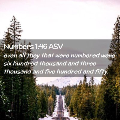 Picture 02 - Numbers 1:46 ASV - even all they that were numbered were six hundred - Bible Verse Picture