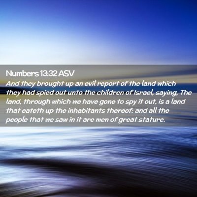 Picture 02 - Numbers 13:32 ASV - And they brought up an evil report of the land - Bible Verse Picture