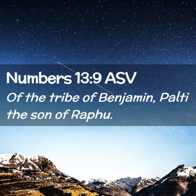 Picture 02 - Numbers 13:9 ASV - Of the tribe of Benjamin, Palti the son of - Bible Verse Picture