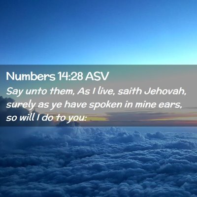 Picture 02 - Numbers 14:28 ASV - Say unto them, As I live, saith Jehovah, surely - Bible Verse Picture