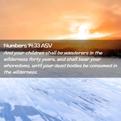 Picture 02 - Numbers 14:33 ASV - And your children shall be wanderers in the - Bible Verse Picture