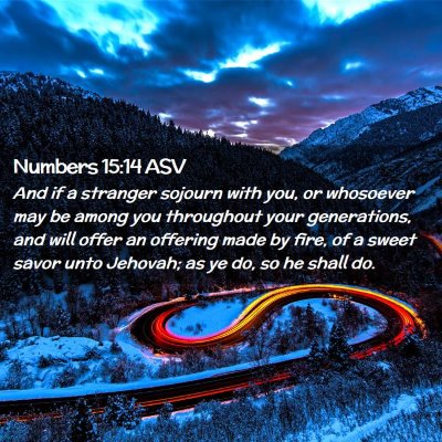 Picture 02 - Numbers 15:14 ASV - And if a stranger sojourn with you, or whosoever - Bible Verse Picture