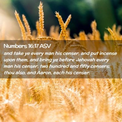 Picture 02 - Numbers 16:17 ASV - and take ye every man his censer, and put incense - Bible Verse Picture