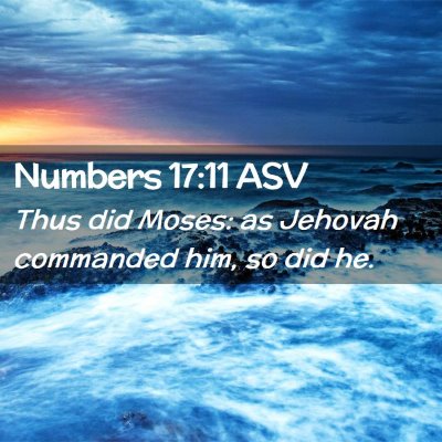 Picture 02 - Numbers 17:11 ASV - Thus did Moses: as Jehovah commanded him, so did - Bible Verse Picture