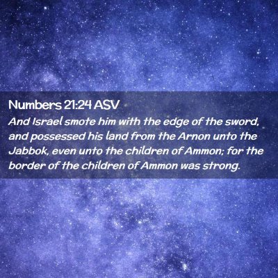 Picture 02 - Numbers 21:24 ASV - And Israel smote him with the edge of the sword, - Bible Verse Picture