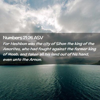 Picture 02 - Numbers 21:26 ASV - For Heshbon was the city of Sihon the king of the - Bible Verse Picture