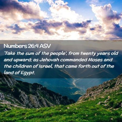 Picture 02 - Numbers 26:4 ASV - `Take the sum of the people', from twenty years - Bible Verse Picture