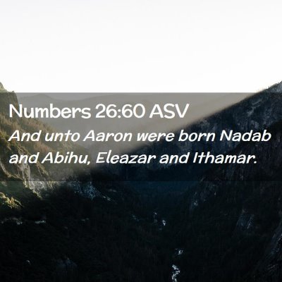 Picture 02 - Numbers 26:60 ASV - And unto Aaron were born Nadab and Abihu, Eleazar - Bible Verse Picture