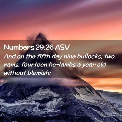 Picture 02 - Numbers 29:26 ASV - And on the fifth day nine bullocks, two rams, - Bible Verse Picture
