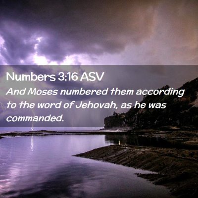 Picture 02 - Numbers 3:16 ASV - And Moses numbered them according to the word of - Bible Verse Picture
