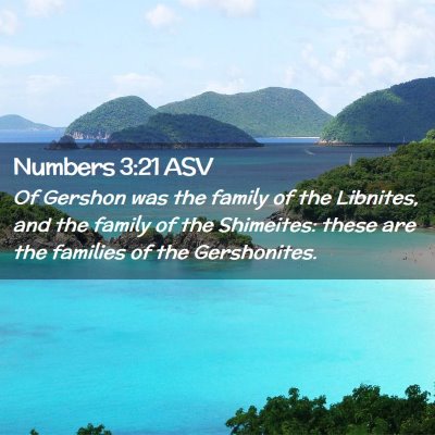 Picture 02 - Numbers 3:21 ASV - Of Gershon was the family of the Libnites, and - Bible Verse Picture