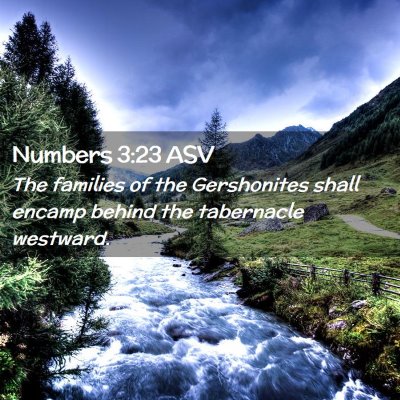 Picture 02 - Numbers 3:23 ASV - The families of the Gershonites shall encamp - Bible Verse Picture